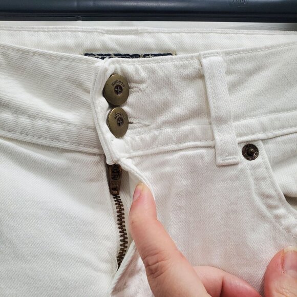 Hudson Women's White Denim Low Rise Flap Pocket Flare Leg Jeans USA Made Size 28 - Picture 3 of 9